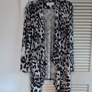 French Laundry Black and White Animal Print Cardigan